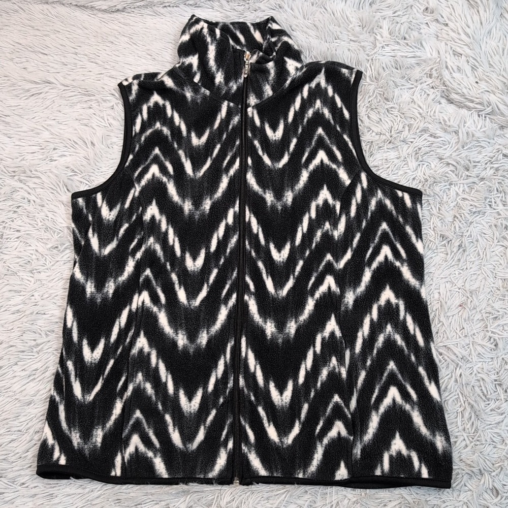 French Laundry Vest‎ Womens L Black Fleece Outdoors Gorpcore Hiking Zip Up Soft